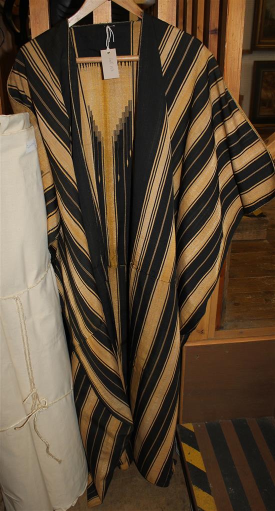 Middle Eastern gentlemans robe, handwoven gold thread & black design